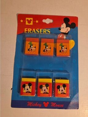 Vintage Mickey Mouse And Goofy Erasers In Package